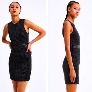 Zara Faux Leather Textured Woven Dress